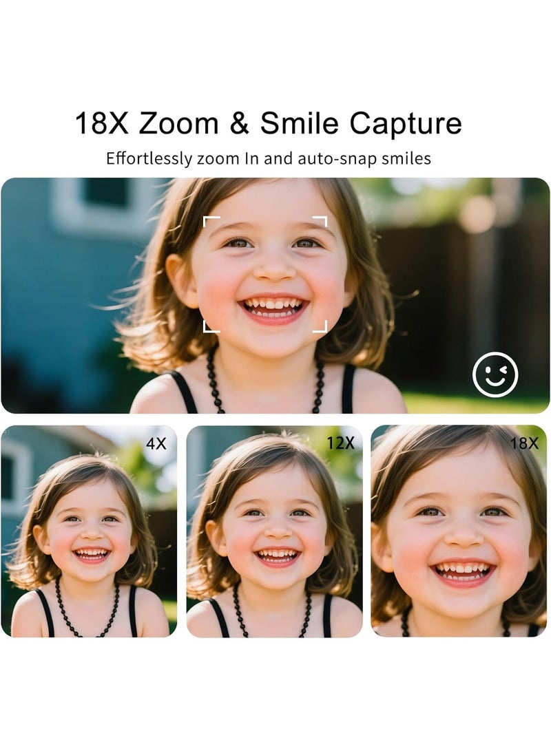 Lecran 5K Point and Shoot Digital Camera, 75MP for Photography, 2 Batteries, Wide Angle & Macro Lens, With 64GB TF Card, 18X Digital Camera with 3" 180° Flip Screen - Image 3